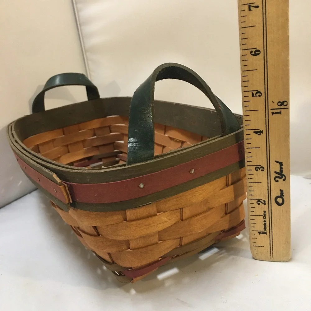 Workshops Gerald E Henn Woven Basket Decor Brown Green Red Rectangle Cottagecore